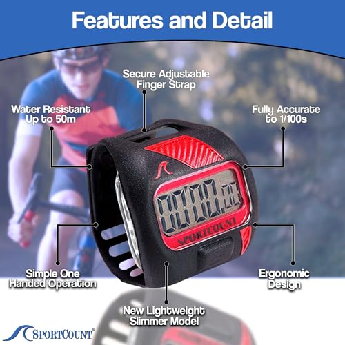 SC Sportcount Bike Timer - Water Proof Lap Timer for Bike Training - Push Button Lap Counter