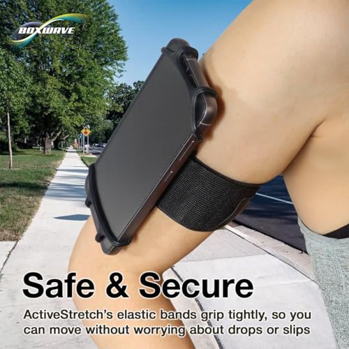 BoxWave Holster Compatible with Samsung Galaxy Z Flip 6 - ActiveStretch Sport Armband, Adjustable Armband for Workout and Running - Jet Black