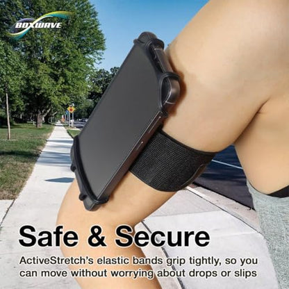 BoxWave Holster Compatible with Samsung Galaxy Z Flip 6 - ActiveStretch Sport Armband, Adjustable Armband for Workout and Running - Jet Black