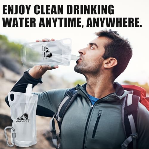 Ancable 33oz Collapsible Water Bottles, 6-Pack Reusable Travel Foldable Water Bottles for Hiking Camping Running Bike, BPA-Free Water Bottle - color: Clear x 6, size: 33 Ounces