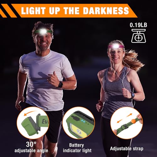 EverBrite 350LM Rechargeable Headlamp with Red White Green Light - color: Green