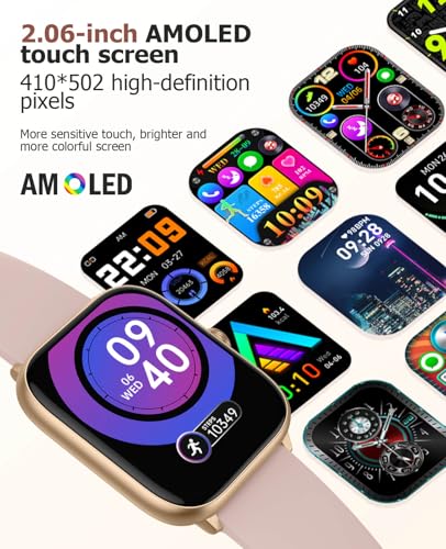 EarlySincere Luxury Smart Watch Women, 2.06" HD AMOLED AOD Answer/Make Call - color: Blush Pink