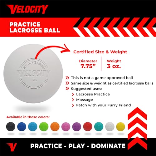 Velocity Lacrosse Balls - 1, 2, 3, 6, 12, 18, 24, 36, 60 and 120 Packs - for Practice, Official NFHS and College Approved Size - color: White, size: 1 Ball, style: Practice Ball