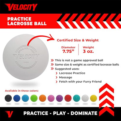 Velocity Lacrosse Balls - 1, 2, 3, 6, 12, 18, 24, 36, 60 and 120 Packs - for Practice, Official NFHS and College Approved Size - color: White, size: 1 Ball, style: Practice Ball