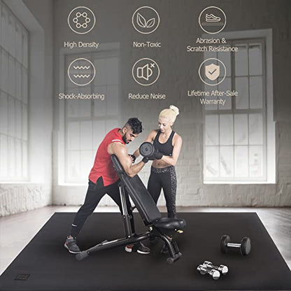 GXMMAT Extra Large Exercise Mat 16'x6'/12'x6'/10'x6'/8'x6'(7mm) - color: Black Real, size: 6*8 FT