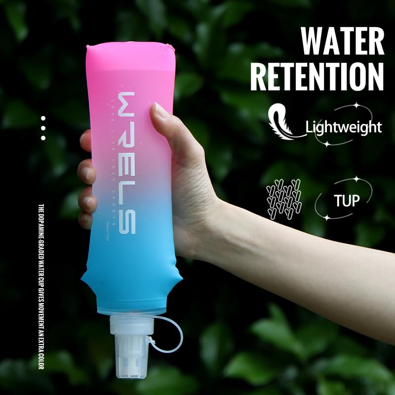 Soft Flasks TPU Soft Water Bottles Folding Soft Running Water Flask Small for Outdoor Sports Hiking Hydration Pack 8oz/17oz Hiking Cycling Climbing - color: Blue-250ml