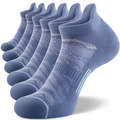 FITRELL Men's 6 Pack Ankle Running Socks Low Cut Cushioned Athletic Sports Socks 7-9/9-12/12-15 - color: Blue Smoke, size: 12-15