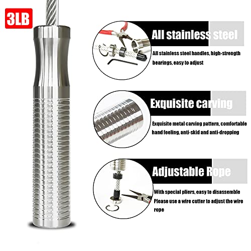Weighted Jump Rope, Heavy Jumping Rope for Women, Men Fitness and Endurance Training, Adjustable Bold Rope, Stainless Steel Non-Slip Handles - style: Wire Rope: 3LB
