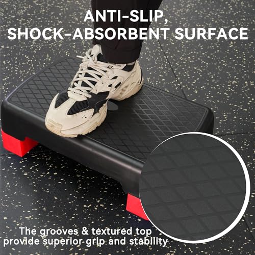 18" Aerobic Exercise Step Platform, Lightweight Portable Step Up Platform Trainer, Adjustable Height 3.9”5.9” for Home Gym