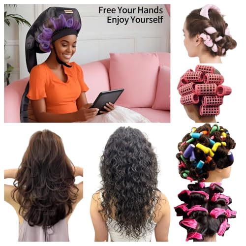 Hair Roller-Specific Heating Bonnet,Shorten Heatless Rods Rollers Curling Time,Styling Hairs at Home&Helps Curls Stay Longer,Frizz Control, Lightweight & Portable for Travel(Rollers Not Included)