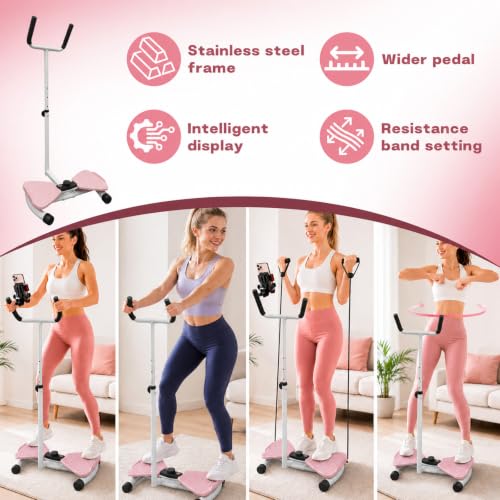Twist Board Exercise Equipment with LCD Display, Waist Twister Machine with 5 Resistance Bands, 330 lbs Capacity Core Workout Board for Home Gym Fitness