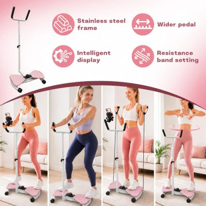 Twist Board Exercise Equipment with LCD Display, Waist Twister Machine with 5 Resistance Bands, 330 lbs Capacity Core Workout Board for Home Gym Fitness