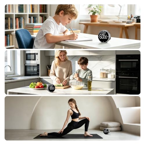 Seniny Digital Kitchen Timer, Magnetic Visual Timer with Large LED Display - color: Sliver