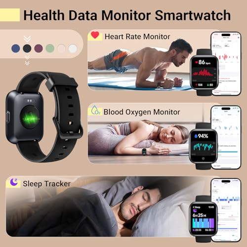 Smartwatch for Women/Men, Compatible with Android & iPhone, 1.8'' Fitness Tracker Watch with Alexa, Call & Notification Alerts, Heart Rate & Sleep Monitor, 120 Sports Modes, Waterproof Smart Watch - color: Galaxy Black