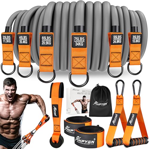 HPYGN Heavy Resistance Bands, 300LBS Exercise Bands for Working Out, Fitness Bands with Handles, Workout Bands for Men, Weight Bands Set for Muscle Training, Strength, Slim, Yoga, Home Gym Equipment - color: Orange, style: 300LBS