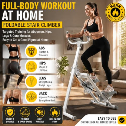 Stair Stepper with LCD, Foldable 300 lb Cardio Machine for Home