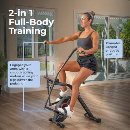 Sunny Health & Fitness Smart Foldable Magnetic X-Bike, Low-Impact Workouts - color: Black