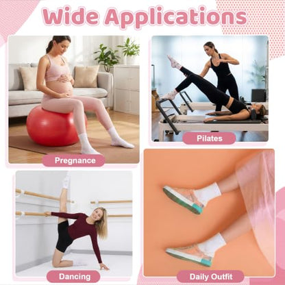 Cute Pilates Socks with Grips for Women Cotton Ruffle Yoga Sock - color: Red+pink+purple