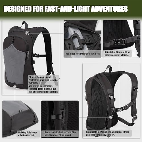 2-in-1 Hydration Backpack & Tactical Chest Pack with 2.5L Water Bladder, Modular Molle Hydration Vest, Lightweight Running Water Bag for Gravel Cycling, MTB, Hiking, Enduro - color: Black
