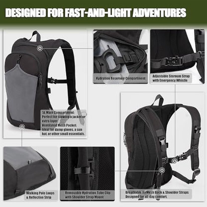 2-in-1 Hydration Backpack & Tactical Chest Pack with 2.5L Water Bladder, Modular Molle Hydration Vest, Lightweight Running Water Bag for Gravel Cycling, MTB, Hiking, Enduro - color: Black