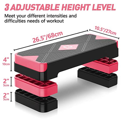 GYMMAGE Aerobic Exercise Step, Adjustable Height, - color: E