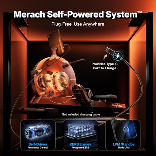 MERACH Pro-Grade Rowing Machines for Home, Smart Magnetic Rowing Machine with Self-Generation, Double Resistance and 400 LBS MAX Load, Wooden Tracks for Silent Sliding - style: R7-self-generating electricity
