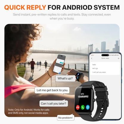 Smart Watch for Women Men,(Answer/Make Call) 1.83'' Fitness Activity Tracker Smartwatch for Android iPhone iOS Compatible,IP68 Waterproof Step Counter Watch with Sleep Monitor, 2 Traps - color: Jet Black
