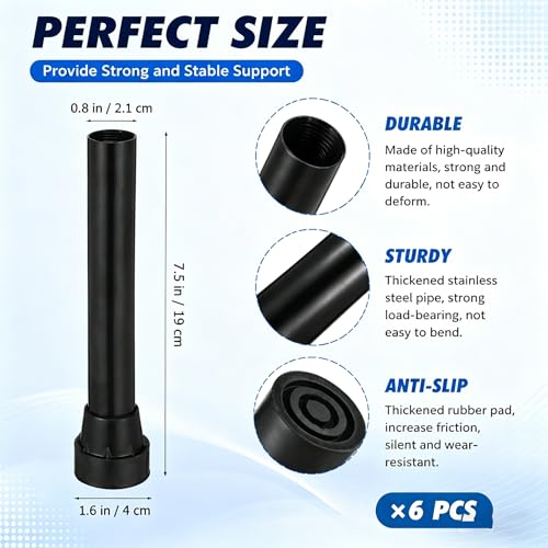 Mipcase 6pcs Universal Trampoline Replacement Legs Mini Trampoline Leg Cap Tip with Covers Pad Stainless Steel Trampoline Leg Tube Trampolines Bounce Part
