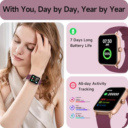 aeac Smart Watches for Women Answer/Make Calls, AI Alexa Built-in, 1.8" Touch Screen Fitness Watch with Android & iPhone, IP68 Waterproof Heart Rate/Sleep/SpO2 Monitor, Pedometer, 120+ Sport Mode - color: Deep Purple