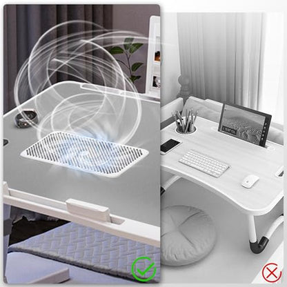 iXTRA Adjustable Laptop Lap Desk with Cooling Fan USB Light for Adults 56x32cm,Grey - color: Grey,56-32cm