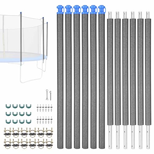AW Universal Trampoline Replacement Enclosure Poles Accessories with Clamp - size: 78" , 6 Pole