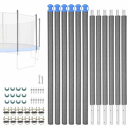 AW Universal Trampoline Replacement Enclosure Poles Accessories with Clamp - size: 78" , 6 Pole