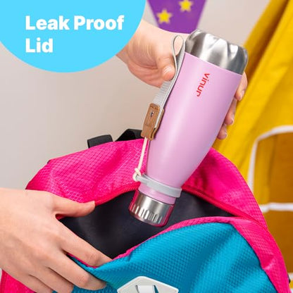 Kids Water Bottle-9 oz Leak Proof Insulated Water Bottle with Carry Rope - color: Sky Blue, size: 9 Ounces