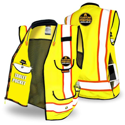 KwikSafety GODFATHER Safety Vest Class 2 & Class 3 ANSI OSHA Hi Vis Vest - color: Yellow, size: Large
