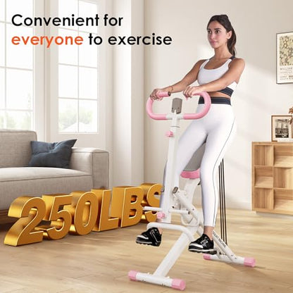 SogesHome Foldable & Adjustable Squat Rowing Machine for Home Gym with Band