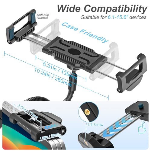 Metal Gooseneck Spin Bike Tablet Holder for Exercise/Stationary Bike