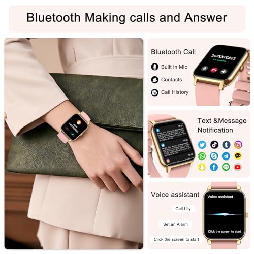 Smart Watch for Women Fitness Tracker: Smart Watches for Women Digital Mens Watches Make/Answer Call Waterproof Running Smartwatch Android Phone iPhone Samsung Compatible Heart Rate Monitor