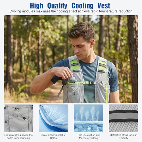 Cooling Running Vest with 3 Cooling Plates for Women Men, Silver Gray - color: Silver Gray, size: One Size