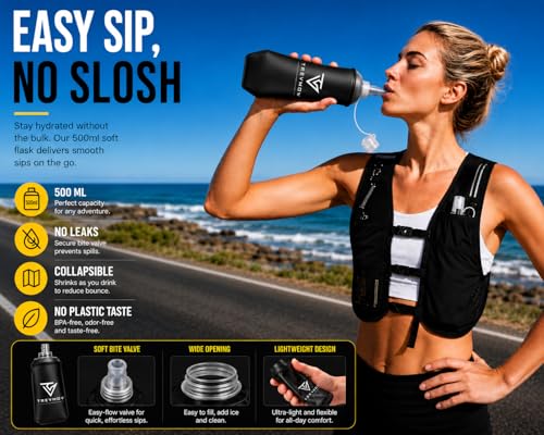 Running Hydration Vest with Phone Holder & 500ml Soft Flask, M/L