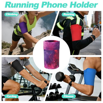 Cell Phone Armband Sleeve, Universal Sports Arm Band Sleeves Stretches to Fit All Phones Holder Starry Sky - Fitting for (Fitness ExerciseWorkout/Hiking/Jogging/Gym) - color: Pinkish-purple