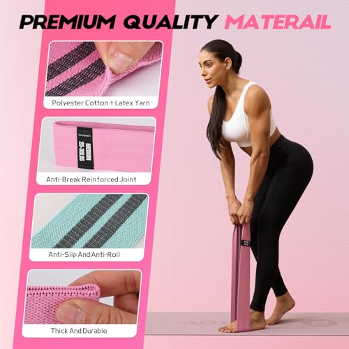 Lianjindun Booty Resistance Bands for Legs & Glutes, Non-Slip Workout Set - color: Green, Pink, Gray, Black
