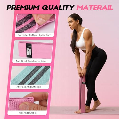 Lianjindun Booty Resistance Bands for Legs & Glutes, Non-Slip Workout Set - color: Green, Pink, Gray, Black