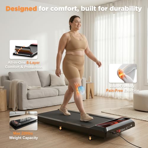 Under Desk Treadmill, Walking Mat with Incline pad, 2.5HP Portable Compact Treadmill for Home Office, Small Mini Walking Treadmill Pad with Remote & 2 in 1 Led Display, 265 Lbs Weight Capacity-Black