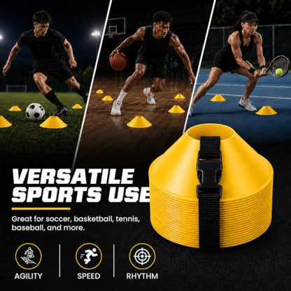 American Challenge Large Disc Cones, Soccer Cones for Sports, Set of 6 - color: Yellow