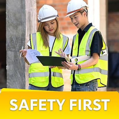 PeerBasics Safety Vest 10 Pack, Yellow, ANSI Class 2, Reflective, For Men Women Unisex, With Pockets Zipper, Breathable Mesh (X-Large) - color: Yellow - 10 Pack, size: X-Large