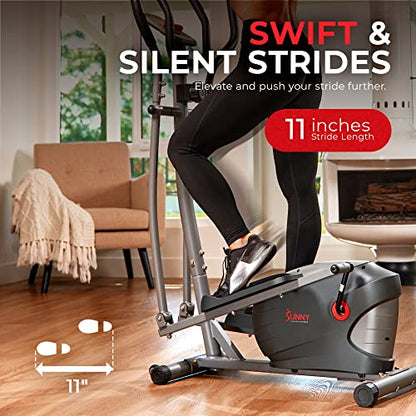 Sunny Health & Fitness Upright Elliptical for Full Body Arm Leg Workout - color: Matte Black