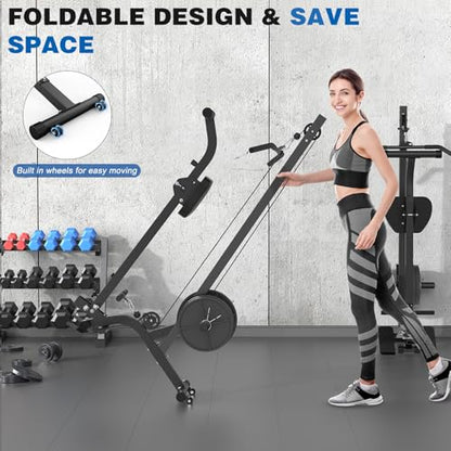 BEKING Foldable Rowing Machine,Adjustable LAT Pull Down & Low Row Cable Machine with Weight Plates,2 in 1 Multi-Function Compact Rowing Machine with High/Low Pulley Stations