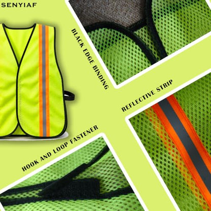 Lightweight Reflective Mesh Safety Vest with Hook and Loop - color: Yellow 12p