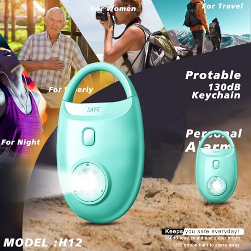 Safe Sound Personal Alarm, 130DB Personal Security Keychain with LED Strobe Light, Emergency Safety Device for Women, Men, Children, Students - color: Green
