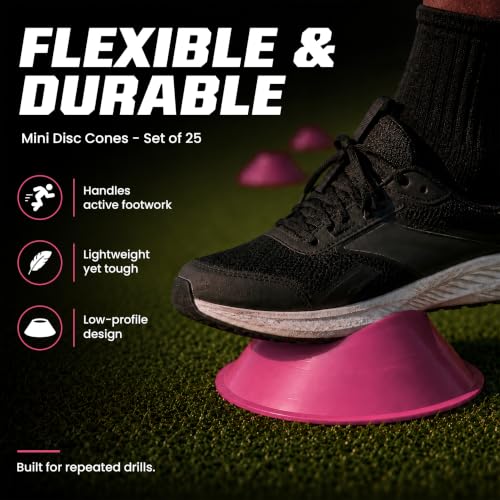 American Challenge Mini Disc Cones, Soccer Cones for Sports, Set of 25 - color: Pink (25 mini cones)